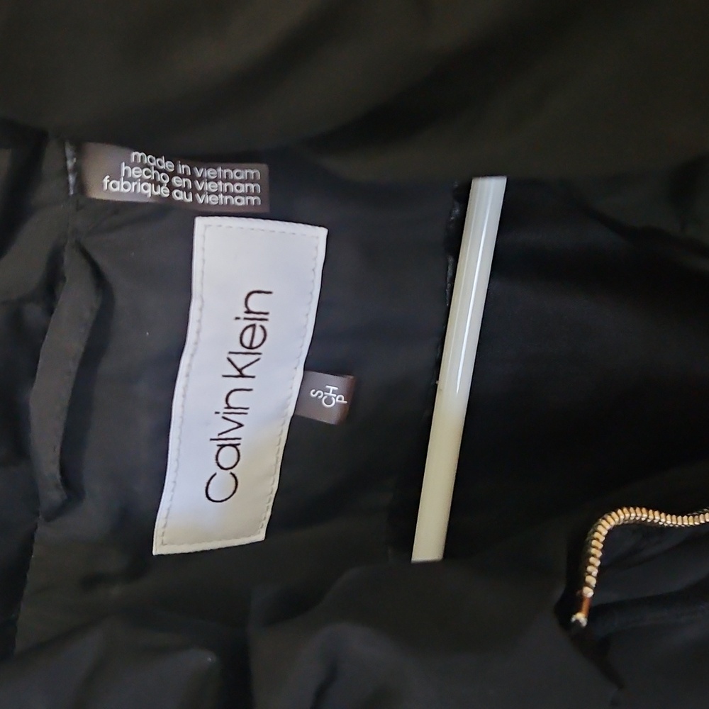 LikeNew Small Calvin Klein Black Quilted Vest with Gold Accents - Picture 2 of 5